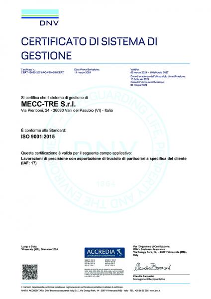 Certificazione ISO 9001:2015